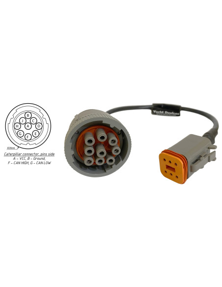 Caterpillar Round 9-pin Adaptor Cable-Yacht Devices-CATERPIL-D9-SeaElec.fr 