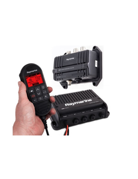 VHF Ray 90 Black box avec AIS 700 Tx et RX ( inclus combiné ﬁlaire , speaker passif et câble)RaymarineT70424