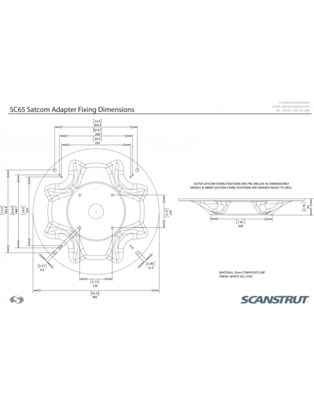 1m deck mounted pole system (SC65)-scantrust-X10109-SCA-Seaelec.fr