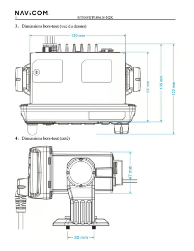 RT950AIS : VHF Fixe 25 W Compacte Antenne GPS et AIS intgrés - NMEA 2000 NAV-RT950AIS-N2K Navicom SeaElec.fr