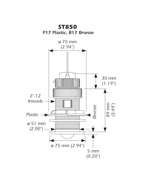 ST850-P-0 ST850 P17   PLASTIC HOUSING 10M CABLE No Connecteur NC